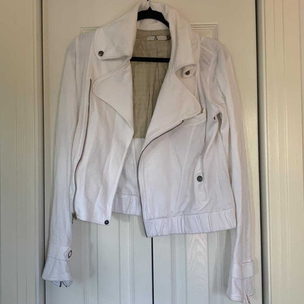 Mike & Chris | White Jersey Motorycle Jacket